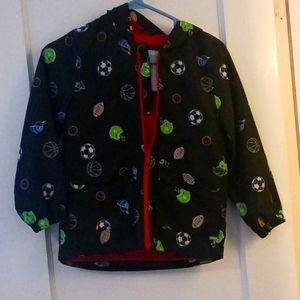 Rain jacket football blue red green Boys size 7